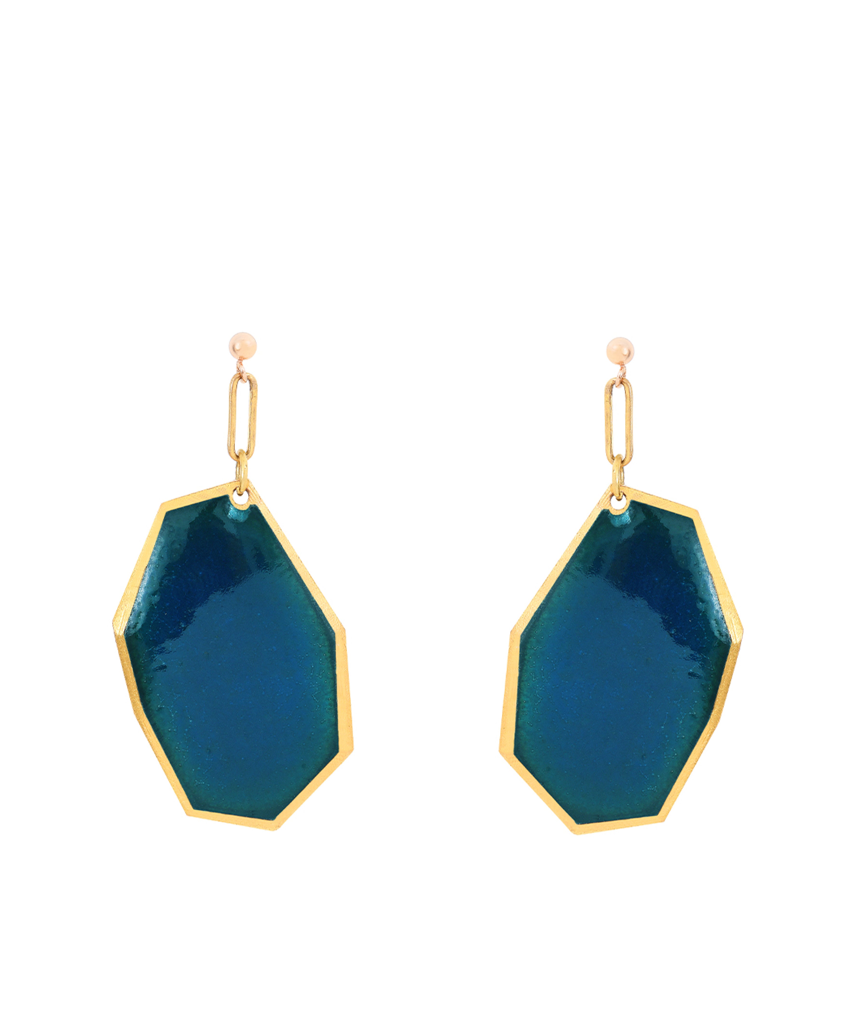 geometrical earrings in traditional martin-pêcheur enamel color 