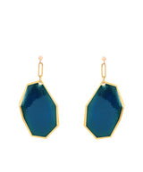 boucles d'oreilles géométriques émail traditionnel grand feu couleur martin-pêcheur